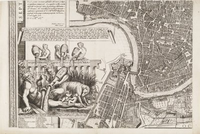 Kaart van Rome. Linkeronderhoek door Matthaus Greuter