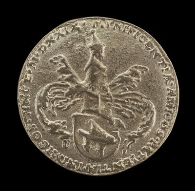 Wapenschild, helmteken en manteling [achterkant], 1529 door Matthes Gebel
