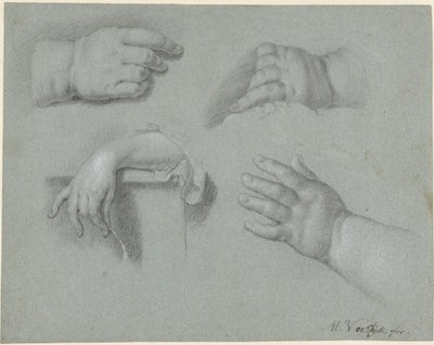 Studieblad met vier handen door Mattheus Verheyden