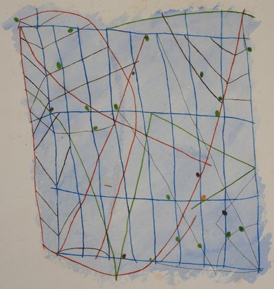 stick chart 2, 2014 (aquarelkrijt) door Matthew Hilton