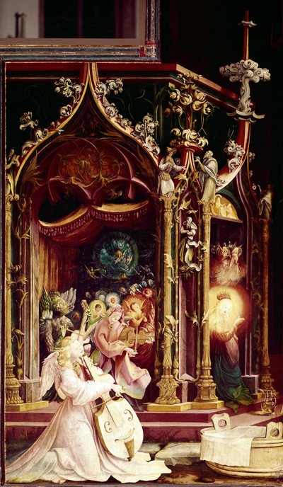 Concert van engelenmuzikanten in de Geboorte (detail) door Matthias (c.1480 1528) Grunewald