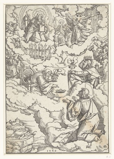 Dutch: Visioen van Johannes de Evangelist met tronende God en de vierentwintig oudsten door Matthias Gerung