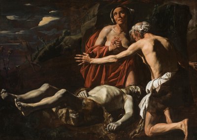 Adam en Eva rouwen om de dood van Abel, 1632-1635 door Matthias Stomer