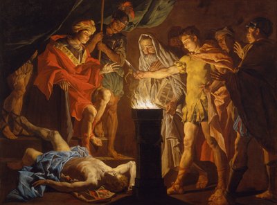 Mucius Scaevola in de aanwezigheid van Lars Porsenna, 1640s door Matthias Stomer