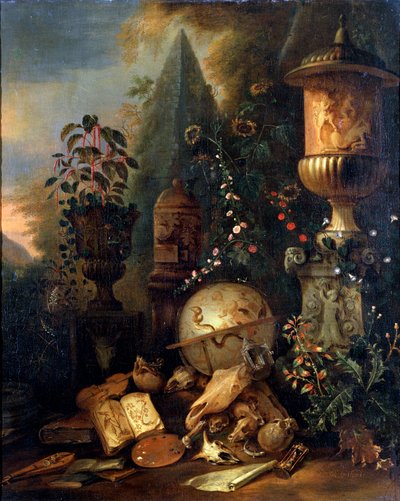 Vanitas. Stilleven met een vaas, 17e of vroege 18e eeuw door Matthias Withoos