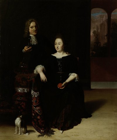 Portret van een vrouw en een man in een interieur door Matthias Wulfraet