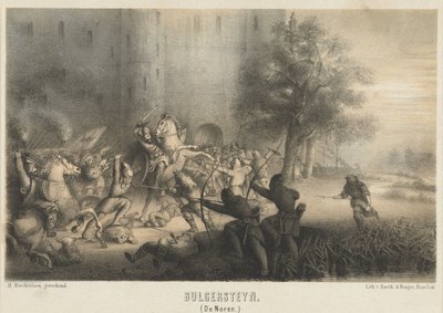 Bulgersteyn belegerd door de Noormannen, ca. 810 door Matthijs Willem Gerardus Michielsen