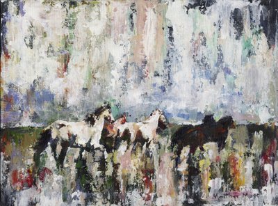 Levendige abstracte paarden door Matthys Moss