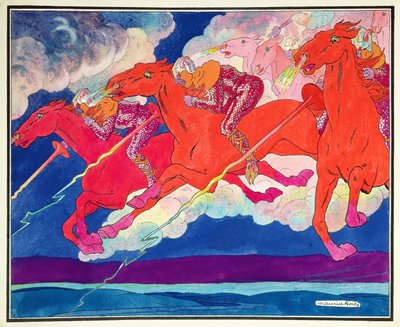 De legioenen van Attila dalen neer uit de hemel, c.1920 door Maurice Berty