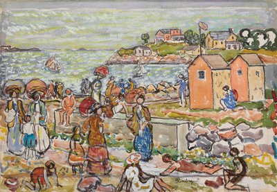 Baden en wandelaars, ca. 1919 door Maurice Brazil Prendergast