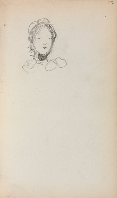 Italiaans schetsboek: Hoofd van een meisje door Maurice Brazil Prendergast