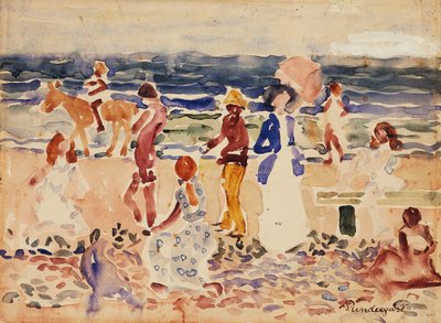 Op het strand, ca. 1920-23 door Maurice Brazil Prendergast