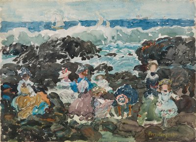 Surf, Cohasset, ca.1900-5 (aquarel en grafiet) door Maurice Brazil Prendergast