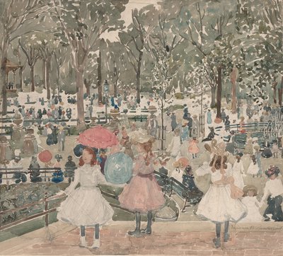 The Mall, Central Park, 1900-1903 door Maurice Brazil Prendergast
