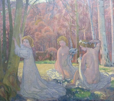 Figuren in een lentelandschap Heilige Woud, 1897 door Maurice Denis
