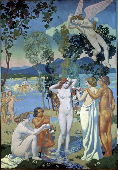 Het verhaal van Psyche (Paneel 1: Eros getroffen door de schoonheid van Psyche) door Maurice Denis