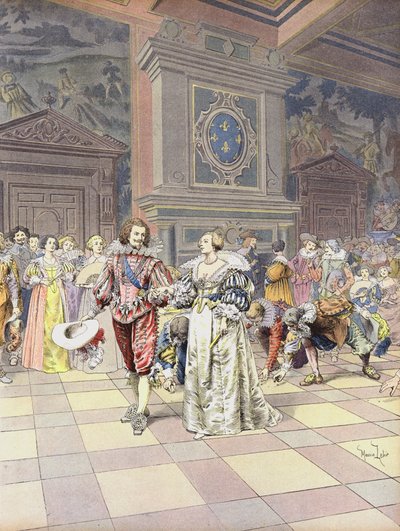 George Villiers, 1e hertog van Buckingham aan het hof in Frankrijk door Maurice Leloir
