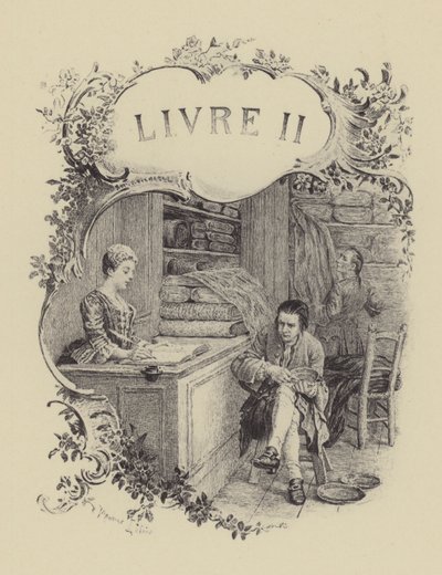 Illustratie voor Boek II van Les Confessions de Jean-Jacques Rousseau door Maurice Leloir