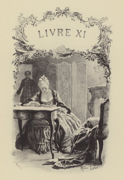 Illustratie voor Boek XI van Les Confessions de Jean-Jacques Rousseau (gravure) door Maurice Leloir