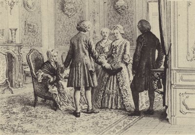 Illustratie voor Boek XI van Les Confessions de Jean-Jacques Rousseau door Maurice Leloir
