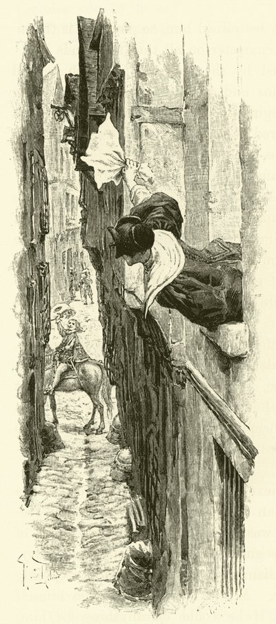 Illustratie voor De Drie Musketiers door Maurice Leloir