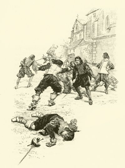 Illustratie voor De Drie Musketiers door Maurice Leloir