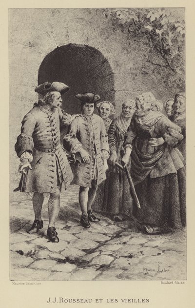 Jean-Jacques Rousseau met de oude vrouwen door Maurice Leloir