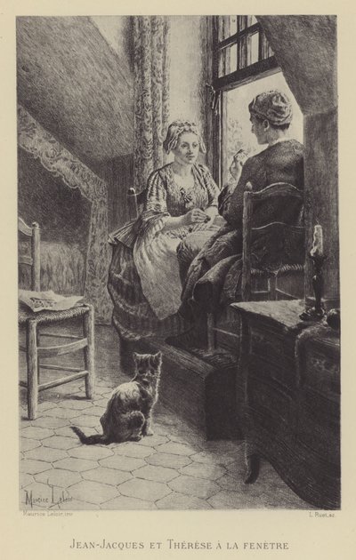 Jean-Jacques en Therese bij het raam door Maurice Leloir