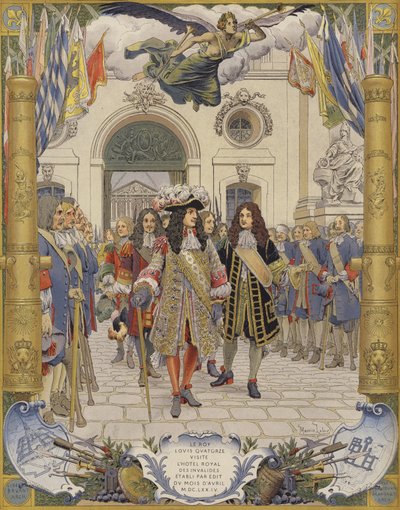 Koning Lodewijk XIV en de opening van LHotel Royal Des Invalides door Maurice Leloir