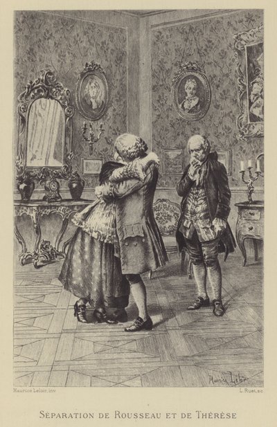 Scheiding van Rousseau en Therese door Maurice Leloir