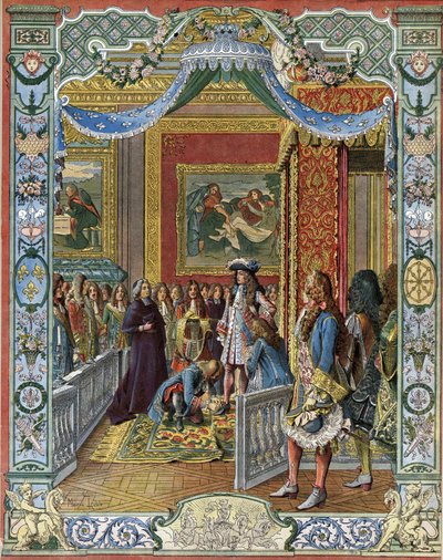 De opkomst van koning Lodewijk XIV bekend als de Zonnekoning door Maurice Leloir