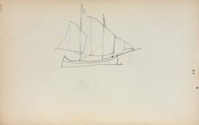 Italiaans schetsboek: Zeilboot (pagina 224) door Maurice Prendergast
