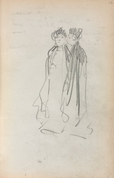 Italiaans schetsboek: Twee staande vrouwen (pagina 4) door Maurice Prendergast