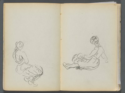 Schetsboek - The Granite Shore Hotel, Rockport, pagina 042  43: Twee zittende vrouwenfiguren door Maurice Prendergast