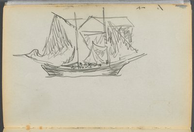 Schetsboek - The Granite Shore Hotel, Rockport, pagina 098: Zeilboot door Maurice Prendergast