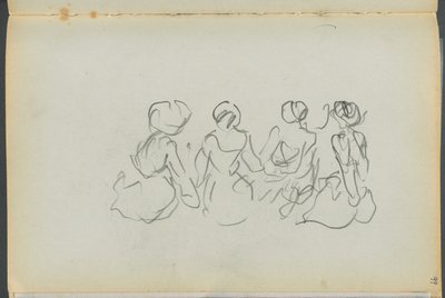 Schetsboek - The Granite Shore Hotel, Rockport, pagina 099: Zittende vrouwenfiguren door Maurice Prendergast