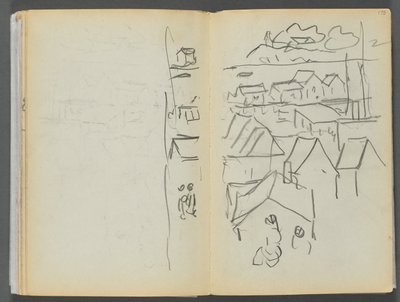 Schetsboek - Het Granite Shore Hotel, Rockport, pagina 174  175: Huizen door Maurice Prendergast