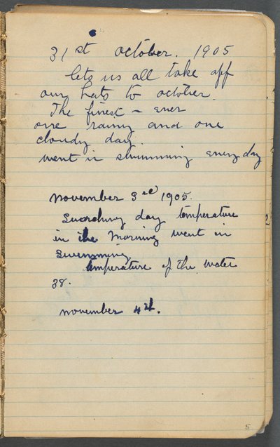 Schetsboek, pagina 005: Aantekeningen door Maurice Prendergast