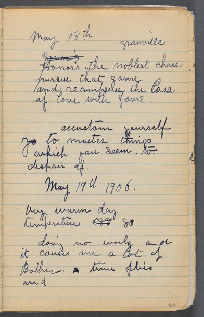Schetsboek, pagina 019: Aantekeningen door Maurice Prendergast