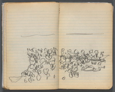 Schetsboek, pagina 044  45: Strandzicht door Maurice Prendergast