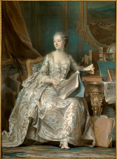 Portret van Jeanne Antoinette Poisson, markiezin van Pompadour (bekend als Madame de Pompadour) door Maurice Quentin de La Tour