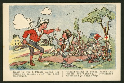 Ansichtkaart, Satirisch in Kleuren door Maurice Radiguet