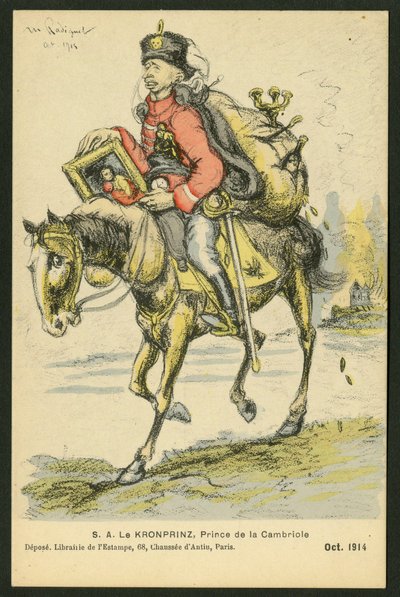 Ansichtkaart, Satirisch in kleuren door Maurice Radiguet