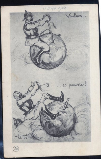 Ansichtkaart, Satirisch in ZW door Maurice Radiguet