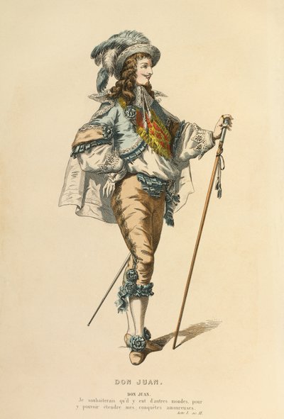 Kostuum voor de rol van Don Juan, c.1868 (gravure) door Maurice Sand