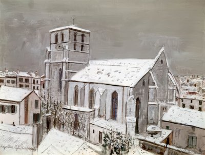 Kerk Saint-André, Angoulême, in de sneeuw door Maurice Utrillo
