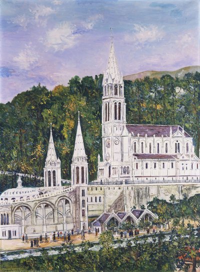 Notre Dame Kathedraal in Lourdes; Basiliek Notre-Dame-De-Lourdes door Maurice Utrillo