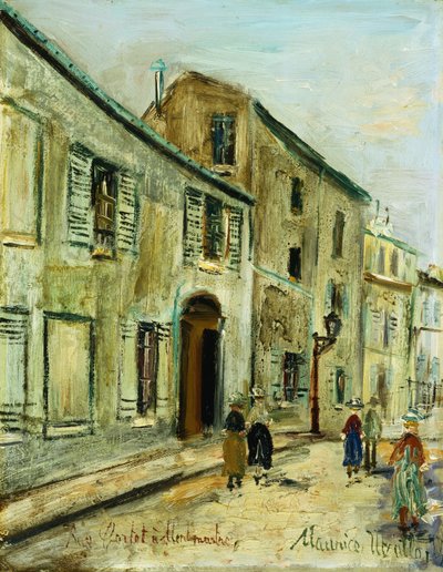 Rue Corot in Montmartre, ca. 1930 (olieverf op paneel) door Maurice Utrillo