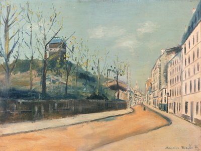 Rue Lepic, Montmartre, met de Moulin de la Galette en de Sacré-Cœur door Maurice Utrillo
