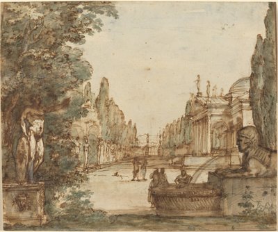 Capriccio met een Palladiaanse villa door Mauro Antonio Tesi